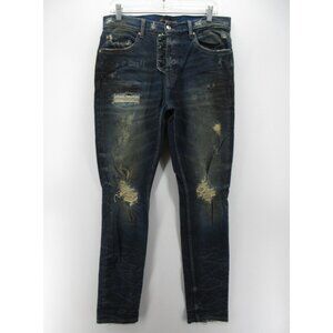 Art Meets Chaos Jeans 33 Skinny Button Fly Ripped Distressed 33X32